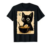 Cat Anime Cute Kawaii Cat Ramen Japanese Funny Graphic Maglietta