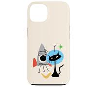 Cat Astronaut Space Retro Atomic Age Mid-Century Modern Custodia per iPhone 13