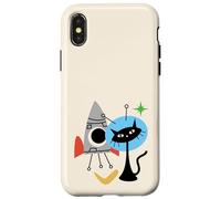 Cat Astronaut Space Retro Atomic Age Mid-Century Modern Custodia per iPhone X/XS