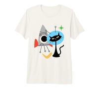 Cat Astronaut Space Retro Atomic Age Mid-Century Modern Maglietta Premium
