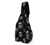 Cat Astronaut Unisex Borsa A Tracolla Piccolo Zaino Monospalla Regolabile Borsello Tracolla Per Lavoro Trekking Sportivo