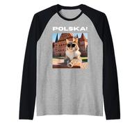 Cat At The Malbork Castle, Polonia Maglia con Maniche Raglan