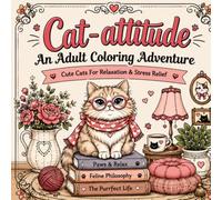 Cat-attitude An Adult Coloring Adventure: Cute Cats For Relaxation & Stress Relief