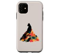 Cat Autumn Leaves Fall Cozy Aesthetic Feline Owners Custodia per iPhone 11