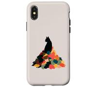 Cat Autumn Leaves Fall Cozy Aesthetic Feline Owners Custodia per iPhone X/XS