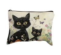 Cat Bag, Makeup Pouch, Large Capacity Cosmetic Organizer, Vintage Clutch Case, Borsa con chiusura lampo per il design elegante per le donne Toiletry Stationery Birthday, 8.66inch, multicolore