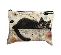 Cat Bag, Makeup Pouch, Large Capacity Cosmetic Organizer, Vintage Clutch Case, Borsa con chiusura lampo per il design elegante per le donne Toiletry Stationery Birthday, 8.66inch, multicolore