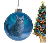 ,Cat Ball Charm Christmas Tree Decor - Cat Christmas Ornament Ball | Ornament Decoration For Winter Home Living Room Family Car Rearview Mirror Wall Mantel School Kitten Lovers