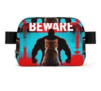 Cat Beware Muscle (1) Marsupio impermeabile per uomo e donna, regolabile, per viaggi, leggero, per corsa e palestra