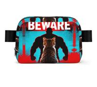 Cat Beware Muscle (1) Marsupio impermeabile per uomo e donna, regolabile, per viaggi, leggero, per corsa e palestra