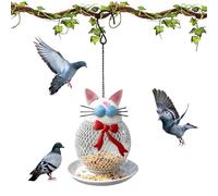 Cat Bird Feeder - Metal Squirrel Proof Birdhouse, Hanging Wild Finch Feeder | Outside Garden Bird Seed Station for Bluebird Backyard Balcony Yard Porch Patio Tree Deck Outdoor Decoration