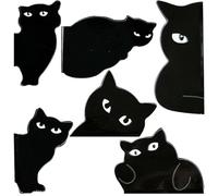 Cat Bookmarks Clip magnetica per gatti, set di segnalibri, indicatore laterale | Dimensioni compatte con una forte presa, pennarelli morbidi neri per gatti con magneti per libri, lettura delle pause
