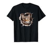 Cat Breed Series., gatto tabby guardando attraverso il buco nel muro. Maglietta