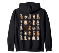 Cat Breeds Coffee Lover Cute Kitten Cat Mom Grid Citazione Felpa con Cappuccio
