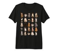 Cat Breeds Coffee Lover Cute Kitten Cat Mom Grid Citazione Maglietta Premium