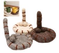 Cat Butt Felt Coaster,Handmade Cute Cat Tail Coffee Drink Coaster with Balls,Absorbent Non-Slip Home Decor Coasters,Washable Funny Soft Tea Coasters,Creative Gifts for Cats Lovers
