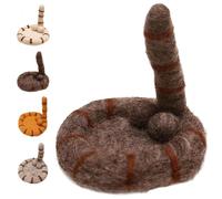 Cat Butt Felt Coaster - Impossible Not to Love, Handmade Cat Tail Drink Mat with Pom-Poms, Cute Table Coasters for Drinks, Desk and Home Decor Gift (Brown)