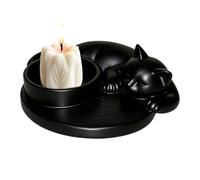 Cat Candle Holder, Kitten Sleeping Design Dinner Table Decor, Cat Candlestick Holder Decorative Resin Figurine for Home Room Mantel Fireplace Farmhouse Holiday Party Centerpiece, 3.94x3.66x1.22 Inches