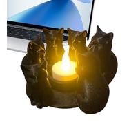 Cat Candle Stand - Three Dimensional Printed Tabletop Figurine, Whimsical Pet Statue Accent, Artistic Holderpiece for Cozy Atmosphere Styling | Study Nightstand Windowsill Dressing Table Decoration