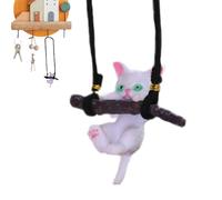 Cat Car Pendant, Mirrors Hangable Accessories, Cute Branch Cat Pendant, Kitten Charm For Rearview Mirror, Auto Interior Decor, Adorable Design, 4 Inches, Pink, 1 Piece, Easy To