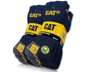 CAT Caterpillar 6 Paia di Calzini da Lavoro Real Work Socks per Donna e Uomo, Taglia 35-50, Blu, 43-46