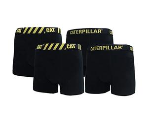 CAT Caterpillar Boxer Uomo, Confezione da 4, Bordo Elastico Varie Fantasie, Cotone (Nero-Strisce, L)