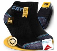 CAT CATERPILLAR POWER & COOL WORK SNEAKERS - 6 paia di calzini da lavoro per sneaker da lavoro, taglia 39-42, 43-46, 47-50, 6 paia di colore nero, 47-50