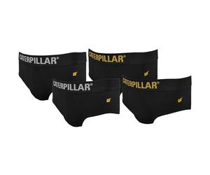 CAT Caterpillar Slip Uomo (Pacco da 4) - Cotone Elasticizzato (Nero, L)
