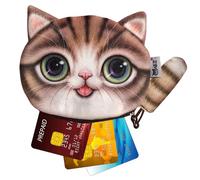 Cat Change Pouch - Zippered Cartoon Coin Pouch, Cute Coin Purse, Zippered Cartoon Coin Pouch, Small Change Purse for Birthday, Cute Coin Bag with Cat Tail Decor for Phone, Cards, Jewelry, Marrone