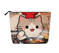 Cat Chef Cooking - Trousse da viaggio leggera in finto lino