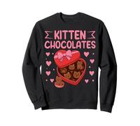 Cat Chocolate Heart Kawaii Kitty Valentine Love Felpa