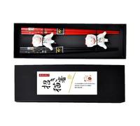 Cat Chopstick Rest - 2 Pairs Chopstick With 2 Ceramic Cat, Japanese Natural Bamboo Chopstickks, Cute Ceramic Cats Chopsticks Holder, Chopsticks Set With Case For Sushi, Asian Cuisine