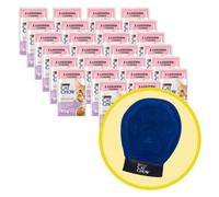 CAT CHOW Cibo sensibile per gatti con salmone e zucchine in salsa 26x85g - più economico come set + Guanto per grooming toelettatura - Cat Chow