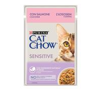 CAT CHOW Cibo sensibile per gatti con salmone e zucchine in salsa 85g