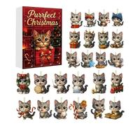 Cat Christmas Countdown Calendar 2026 | 24 Day 2D Acrylic Cat Ornament