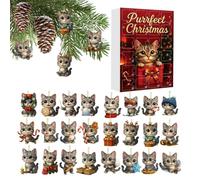 Cat Christmas Countdown Calendar - 2026 2D Flat Holiday Cat Ornaments