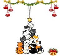Cat Christmas Tree Suncatcher Ornament, Cute Stacked Cat Christmas Ornaments, Kittens Suncatcher Xmas Gifts for Cats Lovers - Cute Cats Stacked Ornamen (03,Large)
