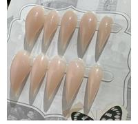 Cat Claw Press on Nails Short Stiletto Handmade Nude Unique Reusable Dragon Eagle Claw False Nails with Designs Glossy Thick Acrylic Glue on Nail (S)