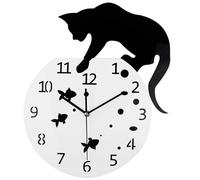Cat Clock - Orologio da parete silenzioso creativo, grande movimento decorativo, durevole | Design classico, facile da leggere, soggiorno, bagno, camera da , decorazione da parete per bambini