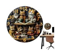 Cat Clock Vintage - 12 Inch Retro Silent Wall Clock, Decorative Animal Design | Quiet Non Ticking Cat Shape For Home Living Room Kitchen Office Bathroom Nightstand Shelf Travel Room Decor Ideal Choice