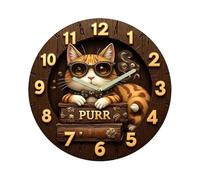 Cat Clock Vintage 30,5 cm Legno Libreria Sveglia