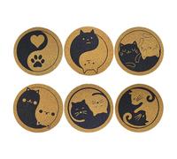 Cat Coasters Set, Fun Cat For Women & Girls | 6 Pieces Cats Pattern Tea Cup Mats | 10cm Anti-scalding And Heat Insulation Round Animal Coasters For Home Bar Countertop Desk Table Decor Plate