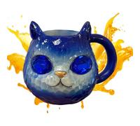 Cat Coffee, Crystal Geode Tea Cup, Handmade Resin Cat Design with Mineral Inspired Detail, Artistic Animal Drinkware for Women, Men, Lovers, Home, Uffizi Decor, Multicolor