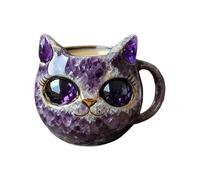 Cat Coffee Mug, tazza da tè in cristallo minerale realizzato a mano, con design a geodo in resina, 3,94 pollici, per donne e uomini, regalo per la decorazione della casa