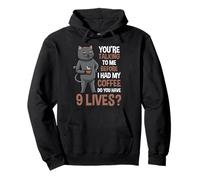 Cat Coffee Warning Divertente Mattina Citazione Umorismo Felpa con Cappuccio