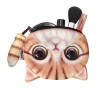 Cat Coin Purse With Zipper - Cute Animal-Themed Change Pouch With Decorative Tail, Compact Wallet For Coins Jewelry Cards Mini Accessories | Soft Lightweight Organizer Bag For Girls Women