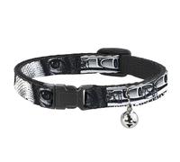 Cat Collar Breakaway with Bell 100 Dollar Bill CLOSE-UP White/Black NARROW Fits