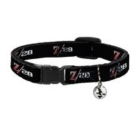Cat Collar Breakaway with Bell 1969 Camaro Z/28 Emblem Black/Silvers/Red NARROW