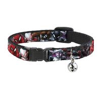 Cat Collar Breakaway with Bell 5-Spider Hero Action Poses Grays NARROW Fits 8.5-