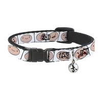 Cat Collar Breakaway with Bell Adventure Time Finn Expression Blocks White NARRO
